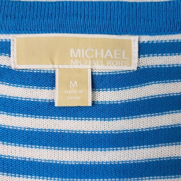 Michael Kors Womens Striped Long Sleeve Sweater Chain & Eyelet Detail Size M - Picture 6 of 12